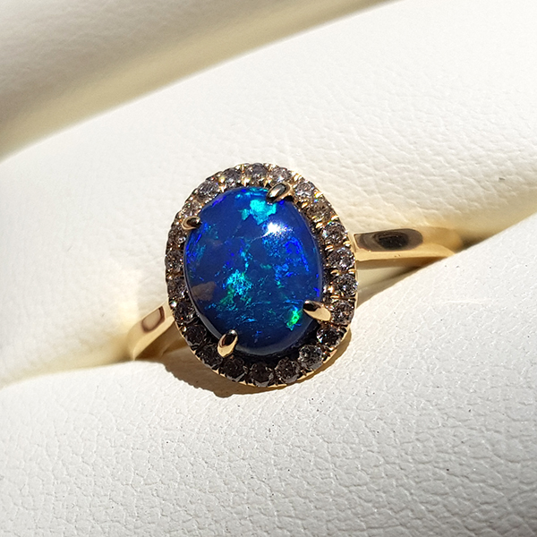 Black Opal Engagement Ring